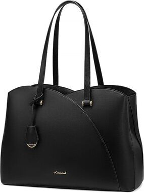 Stylish Black Laptop Tote Bag for Women - Large Work & Teacher Handbag, Fits